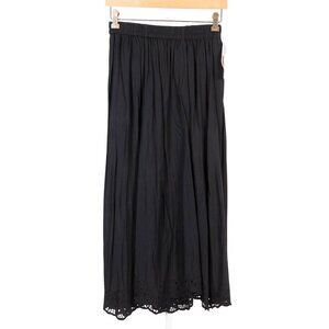 Jane Ashley Maxi Skirt M Womens NEW Eyelet Black Elastic Waist Rayon